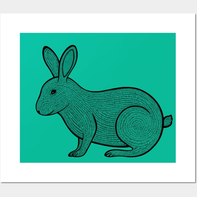 Rabbit Ink Art - hand drawn detailed animal design Wall Art by Green Paladin